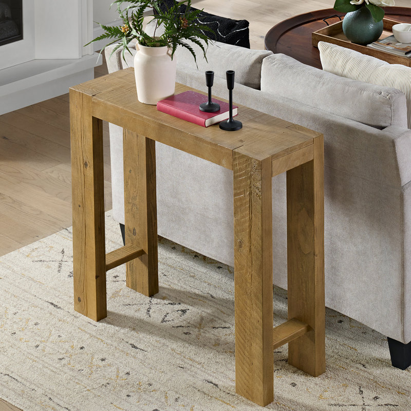 Solid Wood 36" Small Console Table, Oak, 8.07" H x 39.57" W x 15.55" D, Oak