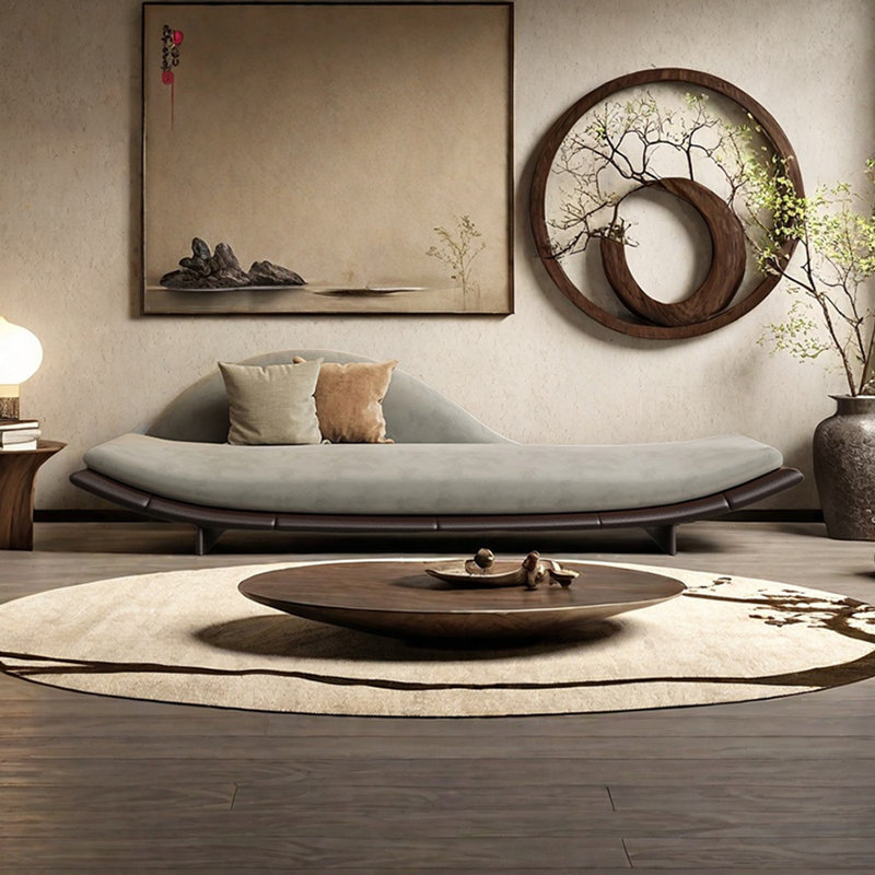 Méridiennes d'intérieur en bois massif Retro Living Room, Orienté à droite, Beige