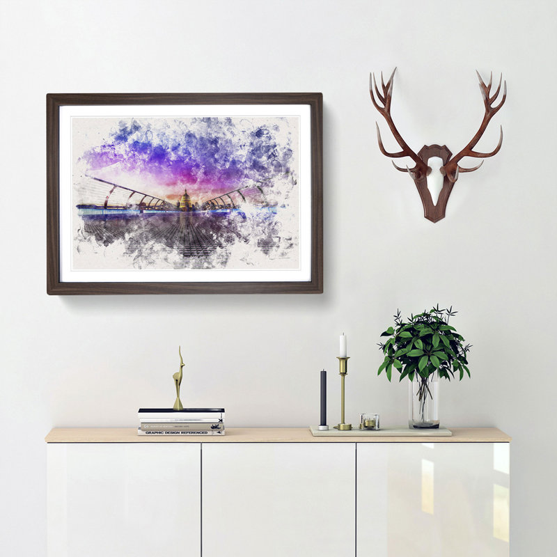 St. Pauls Cathedral in London - Picture Frame Graphic Art Print, 24cm H x 33cm W x 2cm D, Walnut Framed