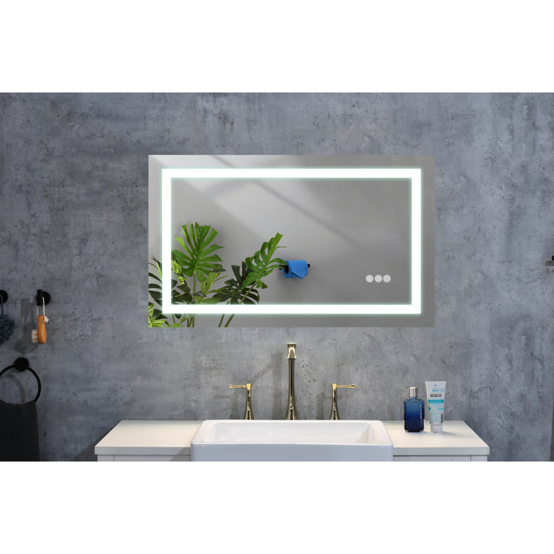 Miroir de salle de bain à DEL 40 po x 20 po avec brouillard: à intensité variable, 3 couleurs, à mémoire de forme