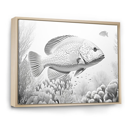 Monochromes de poissons gris et blancs sur toile