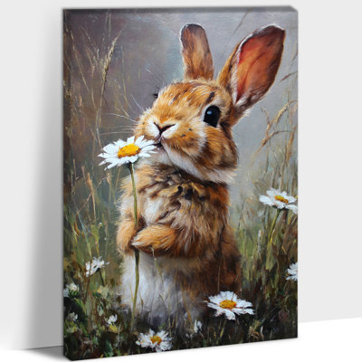 Art mural de lapin de Pâques GUTTATY, décoration murale de photos de lapin de Pâques au printemps, décorations murales de fleurs de lapin et de printemps, impressions de Pâques pour le salon, la chambre à coucher, la chambre d'enfant, la chambre de bébé prête à être suspendue 12 po x 18 po