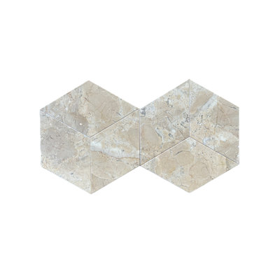 Gold Yellow Beige Hexagon Marble Tiles - 5.7 Inch Side Length, 1/2 Thickness, Finish, For Floor And Wall In Living Room, Dining Bathroom, Lobby Tile 12 Pieces/Box, 5.7" Side, 1/2" Thick, Surface,