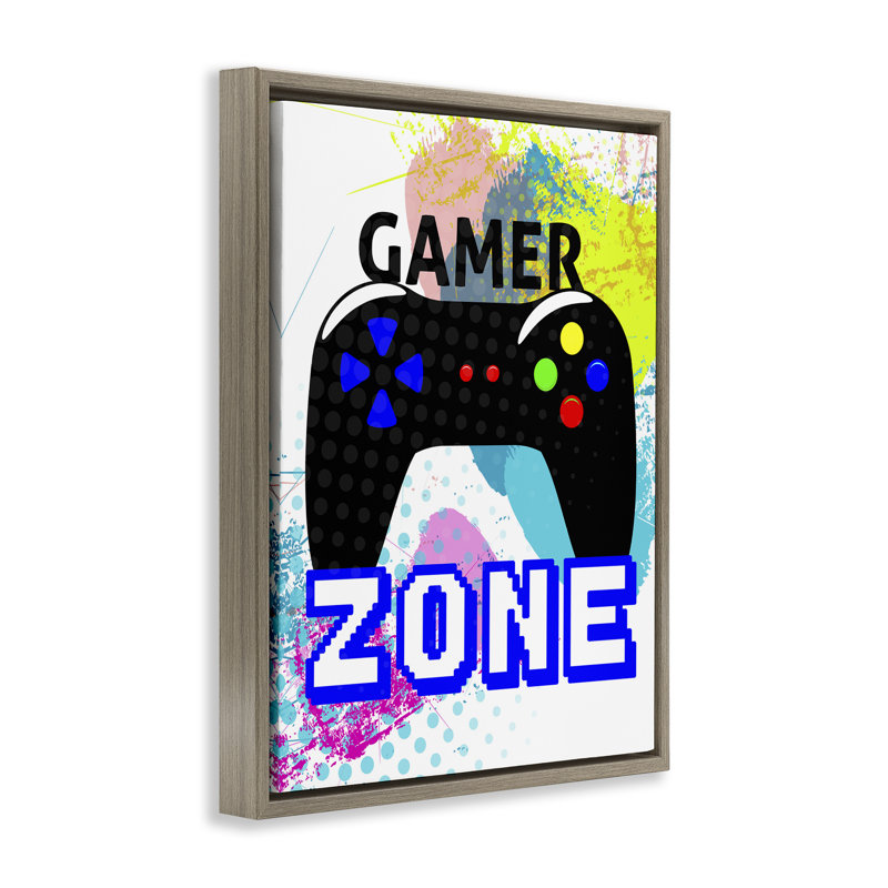 «Gamer Zone» par Kim Allen, Cadre flottant orme Montalcino, H 21 po x l 17 po
