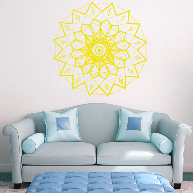 Adhésif décoratif mandala yoga, H 20 po x l 22 po, Yellow