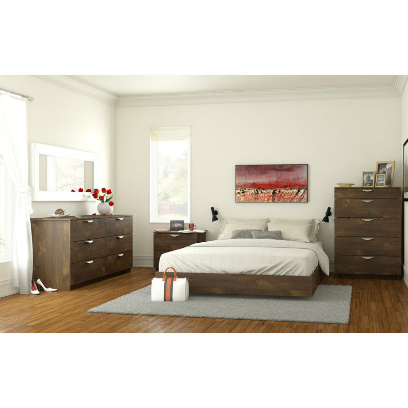 Nexera Elegance Queen Platform Bed in Truffle Brown with Floating Design