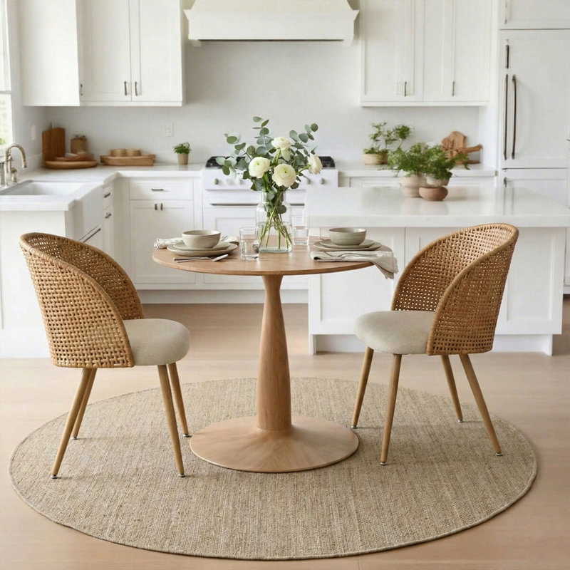 Ensemble de table de salle à manger pour 2 personnes avec table ronde de 34,5 po et 2 chaises rembourrées