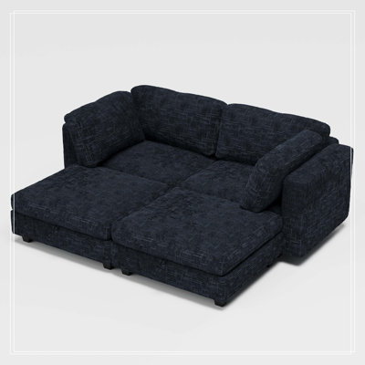Modular Sectional Sofa, Convertible Sofa Seat With Storage, Sleeper Sectional Sofa Set, Fabric Flexible Modular Combinations for Living Room(4seats)