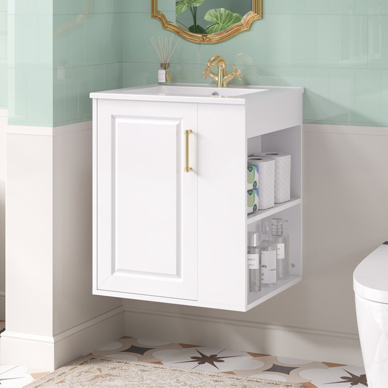 Armoire de salle de bain murale moderne avec armoire latérale, armoire de salle de bain avec porte à fermeture douce, meuble-lavabo moderne avec lavabo