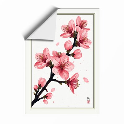 Moonlit Cherry Blossom Japandi - Framed Print