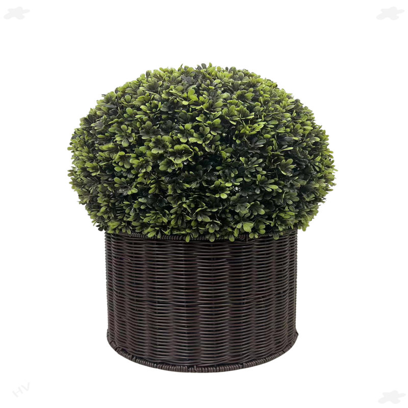 Boule topiaires en pots artificiels inclus, Vert foncé