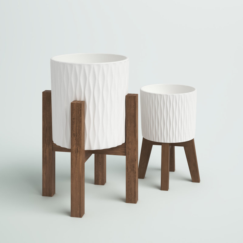 Ensemble de pots à fleurs en céramique 2 pièces Wadlington