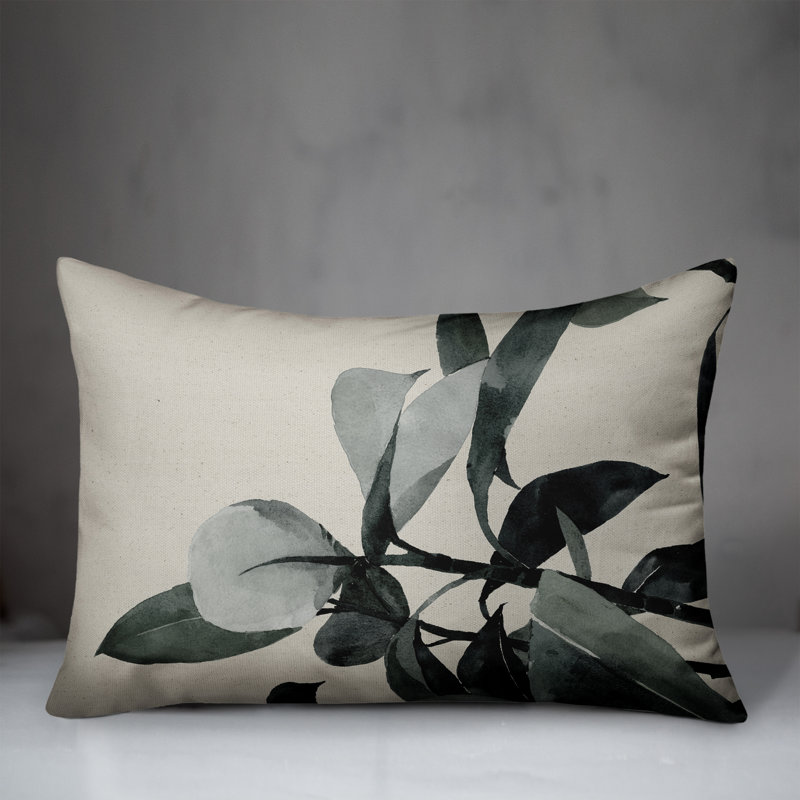 Floral Outdoor Reversible Throw Pillow, White