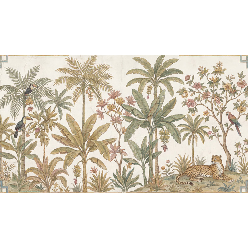 Papier peint tropical exotique tropical, 120"x96", Peler et coller