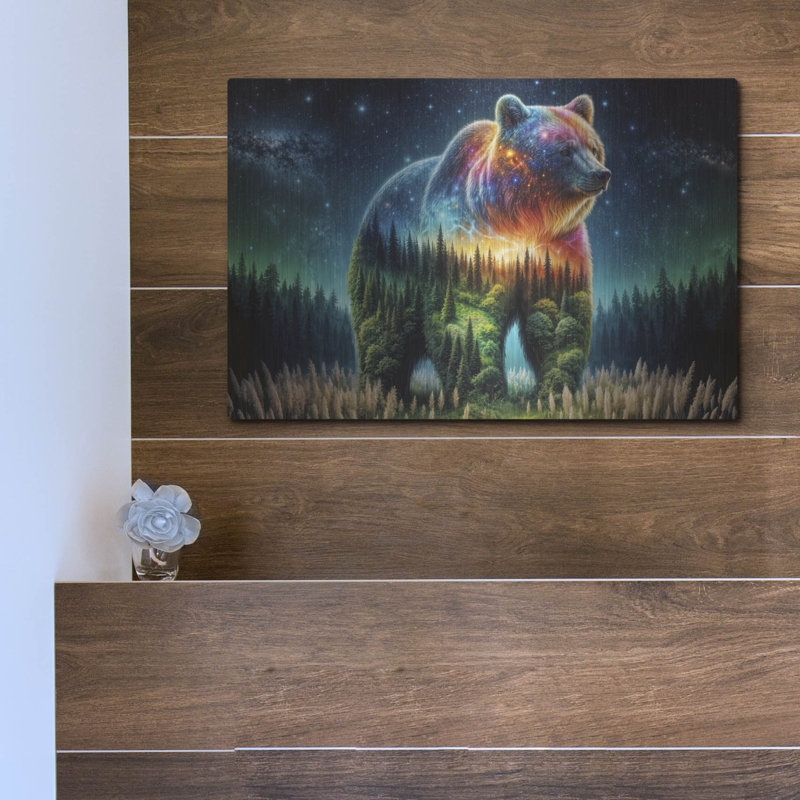  «Vibrant Bear 3» par Rey Klimt, art mural en métal, H 12 po x l 16 po