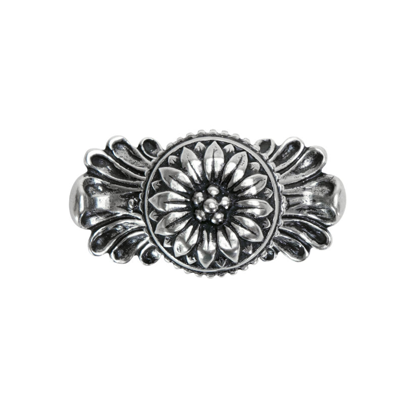 Acanthus large knob with flared foot Rosette style with medium backplatein Platinum, Silver