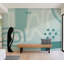 Murale abstraite pelez et collez - formes géométriques bleues-2026842393