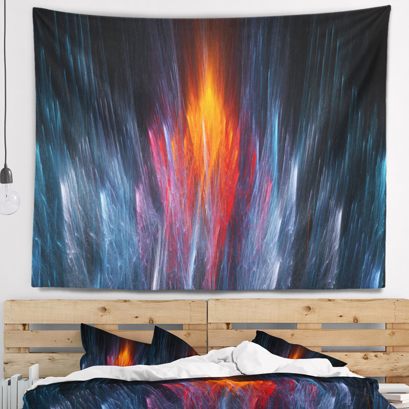 Feu fractal en tapisserie bleu clair, H 50 po x l 60 po