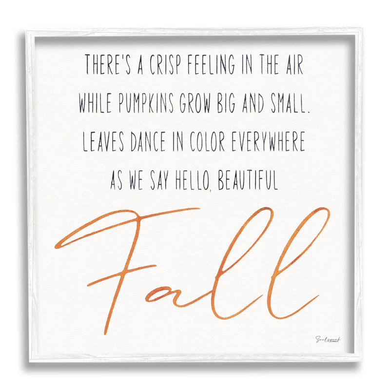 Hello Beautiful Fall Uplifting at-298, H 17 po x l 17 po x P 1,5 po, Giclée encadrée blanc bord de mer