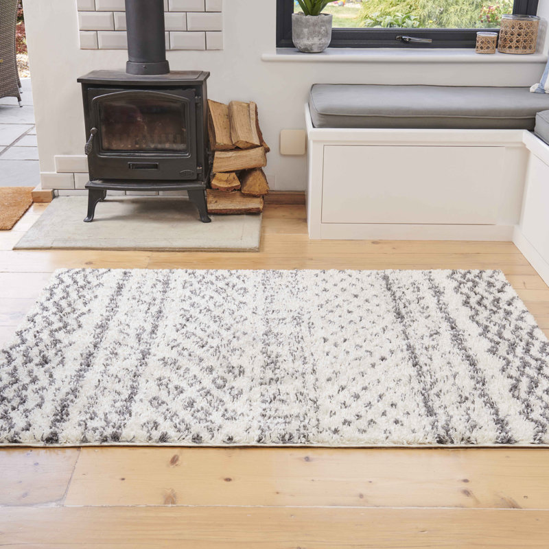 Dillow Thick Fluffy Shaggy Cream Rug, Rectangle 180 x 270cm