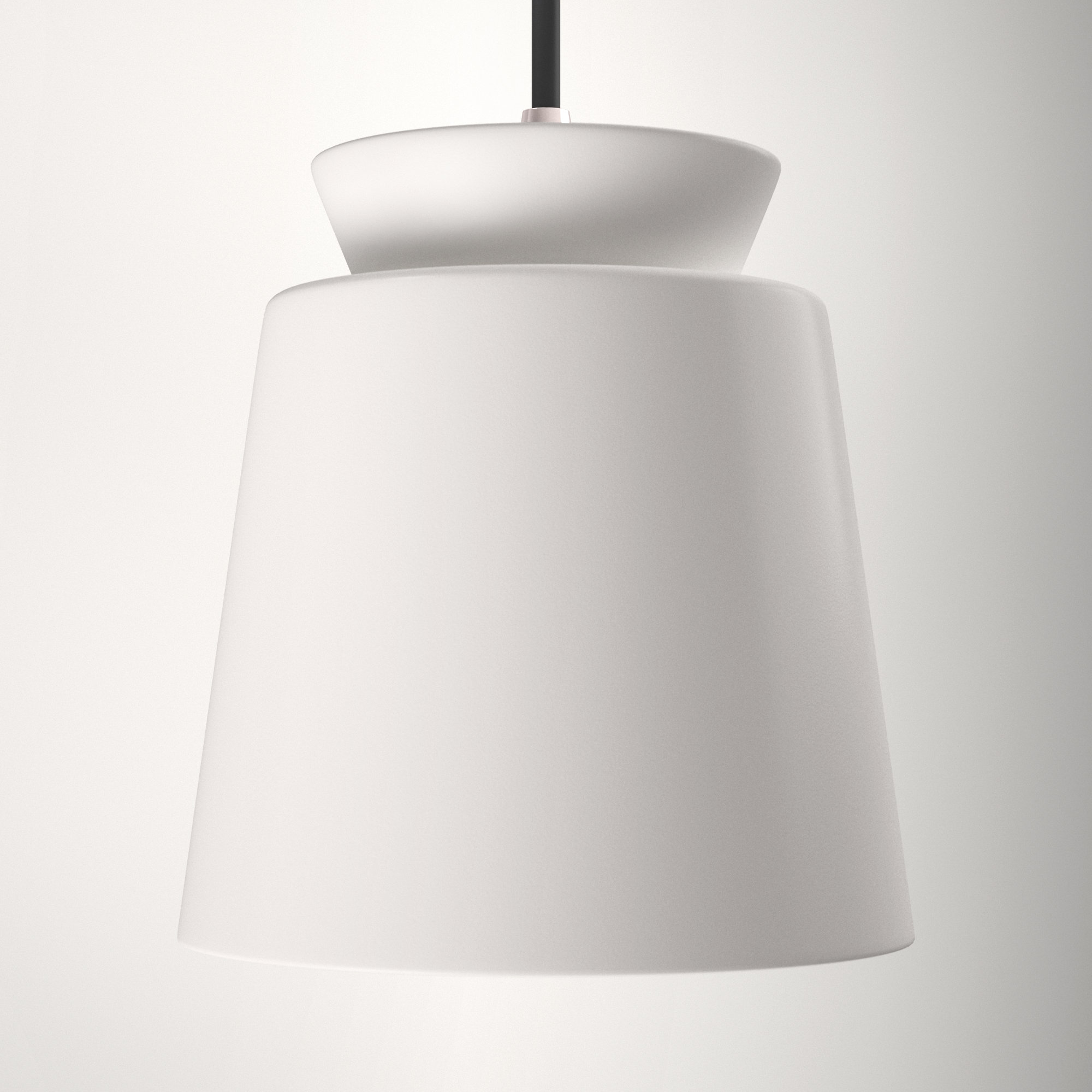 Logan 1 - Light Single Cone Pendant, Incandescent (Not Included), Brushed Nickel, Matte White