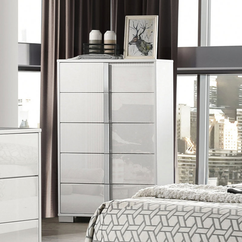 Commode de style contemporain, commode de chambre à coucher moderne pour la maison, Blanc