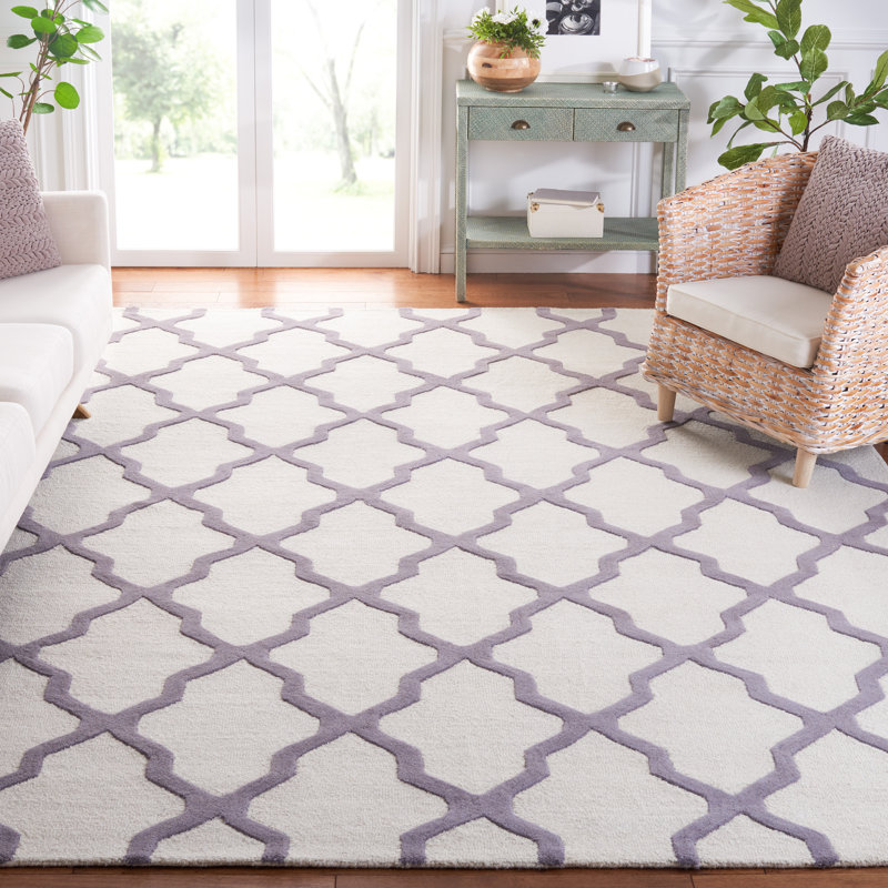 Tapis en laine touffeté à la main Cannen, Ivoire / Argent, Rectangle 8 pi x 10 pi