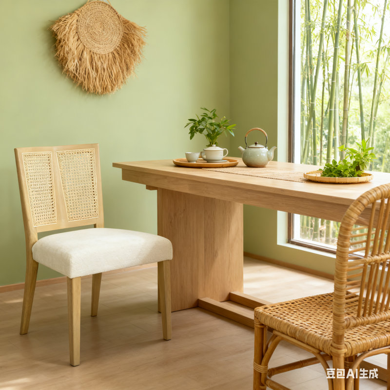 Rattan Dining Chair Without Arm, Natural Ash
