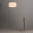 Scalloped 1-Light Arc Floor Lamp - Walnut, Weathered Brass, White Linen, Diffuser, Dimmer