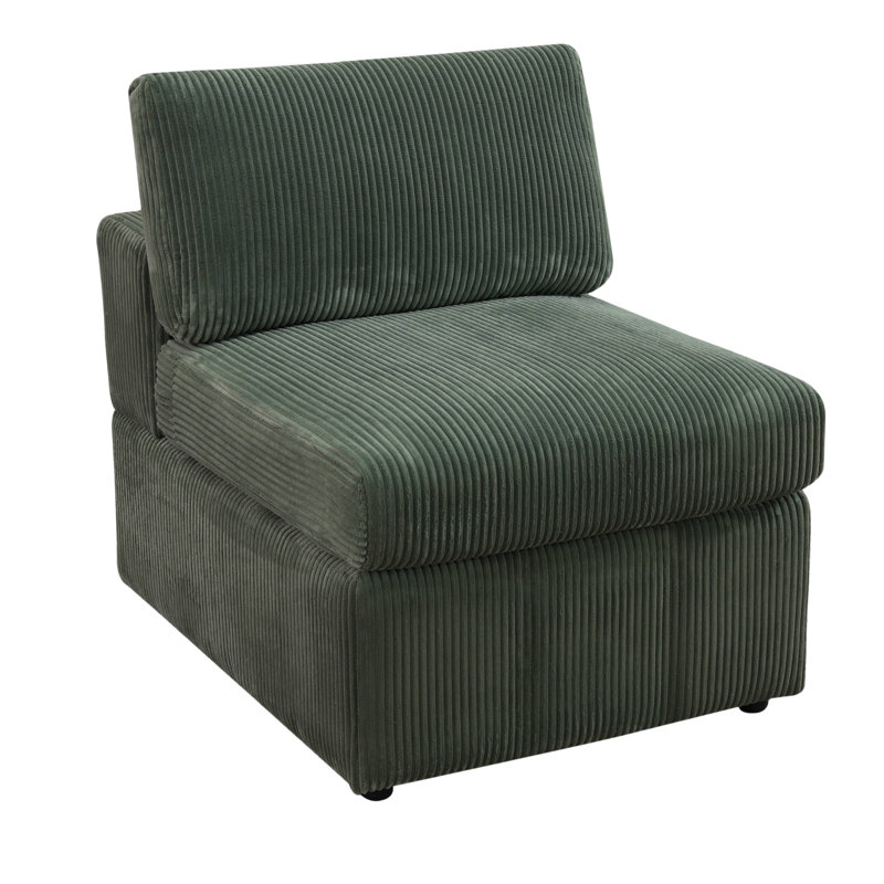 Canapé modulaire 5 pièces Akiak, Velours côtelé vert