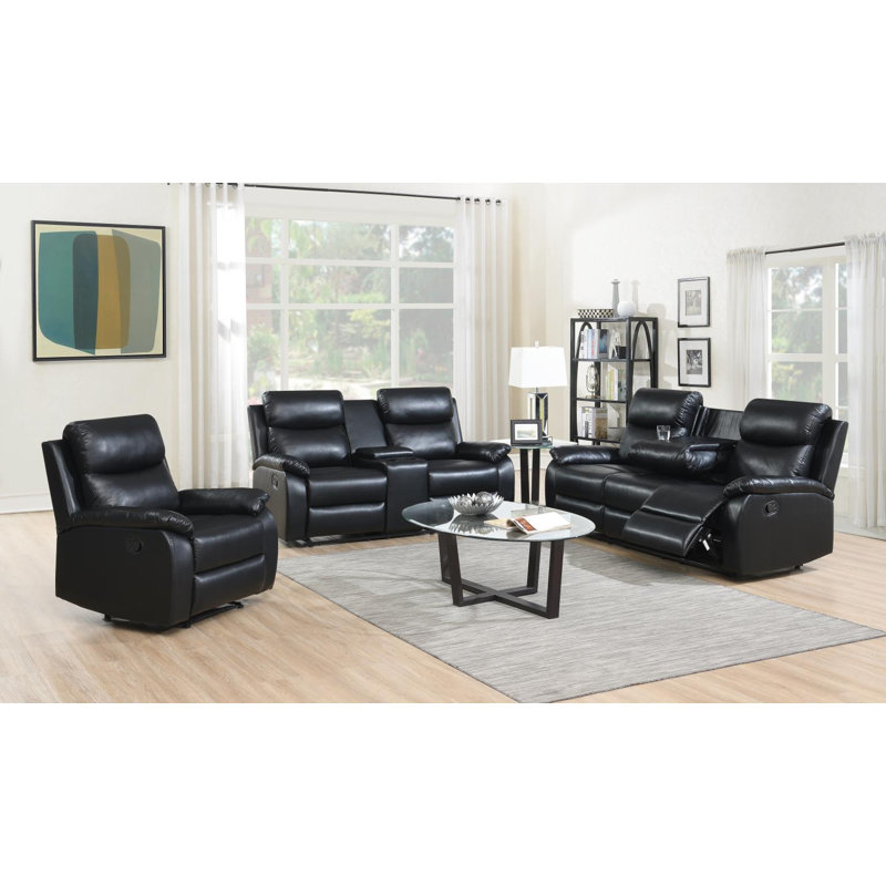 Canapé Motion - Causeuse Motion, 2 Pieces: Sofa, Loveseat, Grey Faux Leather