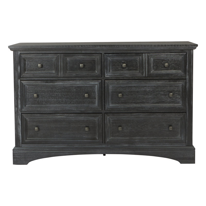 Commode double 6 tiroirs Bunbury, Rustique / Noir