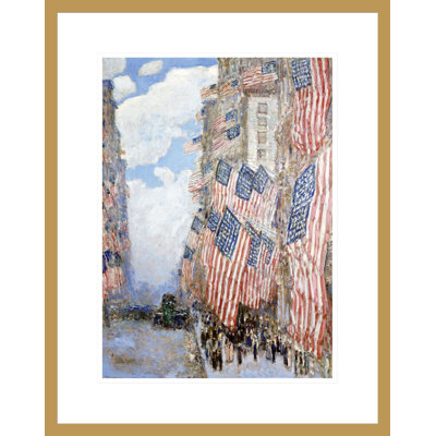 Le 4 juillet 1916 (affichage du drapeau américain jamais vu à New York, apogée du défilé de préparation en mai) par Childe Hassam, impression giclée sur cadre