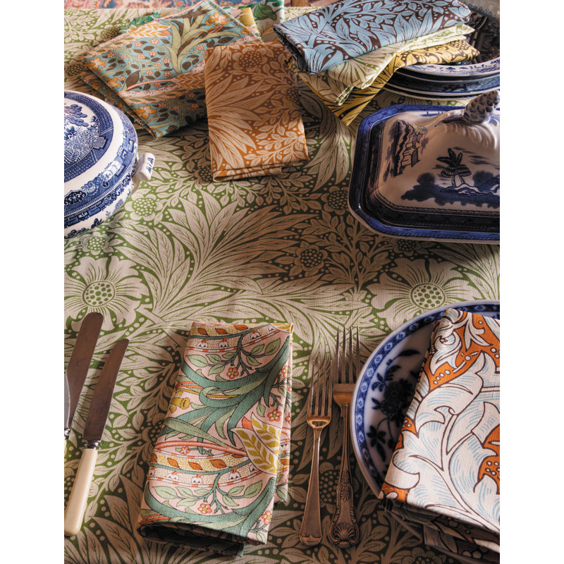 Marigold Fabric, Cream/Sap Green
