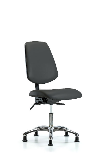Chaise de travail en vinyle Rebecca, Gris anthracite, Patins, Inclus