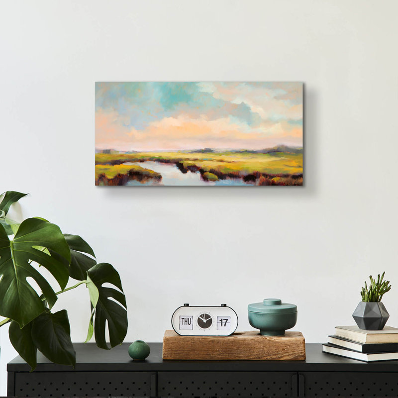 Art mural en verre Winston Porter «Spring Grasses» par Odile, 24 po x 12 po