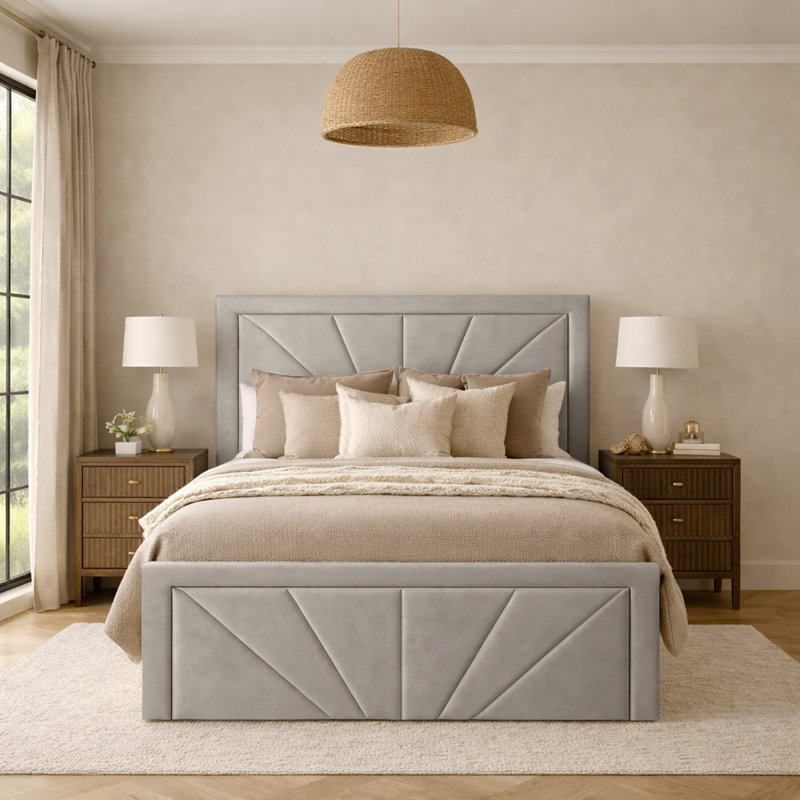 Phoenix Upholstered Storage Bed Frame, Silver, Double (4'6)