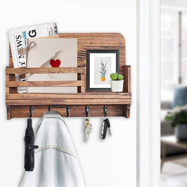 Wall Shelf Organizer with Hooks and Mail Slot - Back2School 2015