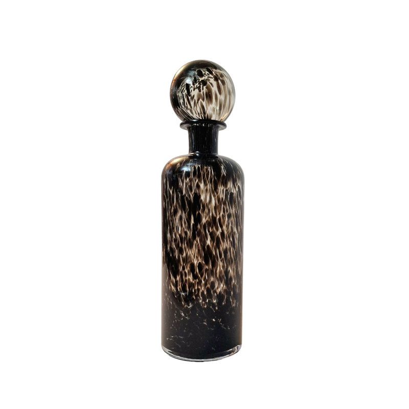 Glass Decorative Jar 1, 52cm H  x 15.8cm W  x 15.8cm D, Black/White