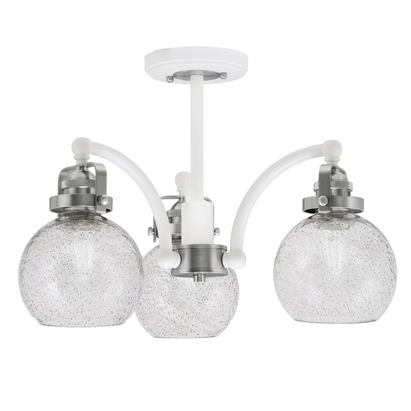 Verre à bulles semi-encastré 3 lumières Easton, Blanc / nickel brossé