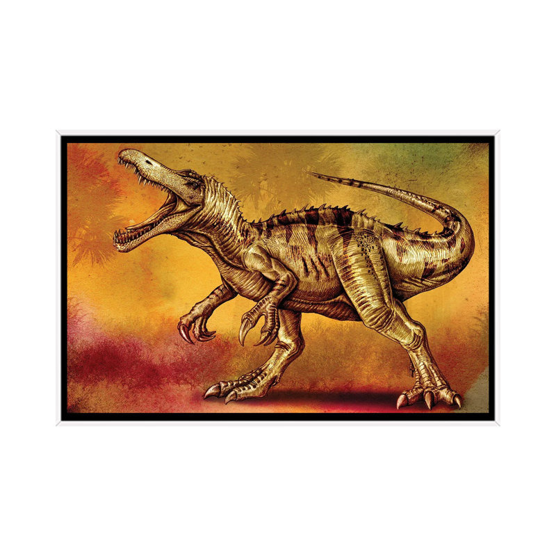 Baryonyx Walkeri Dinosaur by Aram Papazyan - Floater Frame Painting on Canvas, White Framed, 101.6 cm H x 66.04 cm W