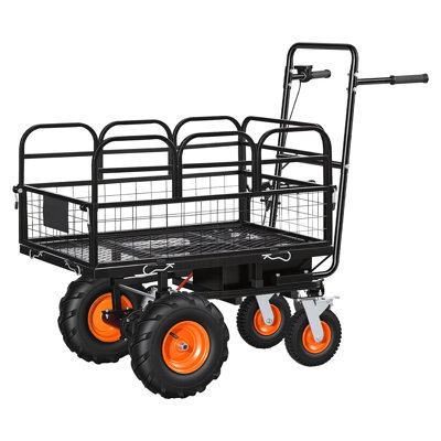 Electric Utility Cart, 36V 432Wh Battery Powered Electric Wagon, 500W Power Wheelbarrow with Brake, 660 lbs Load Heavy Duty Steel Garden Cart for Farm and Yard All Purpose Modular Cargo Bed