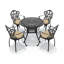 Ensemble de salle à manger rond de patio 5 pièces de 90 cm (35,43 po) avec trou pour parasol, 5 fauteuils avec coussins beiges-1108341038-1108341039