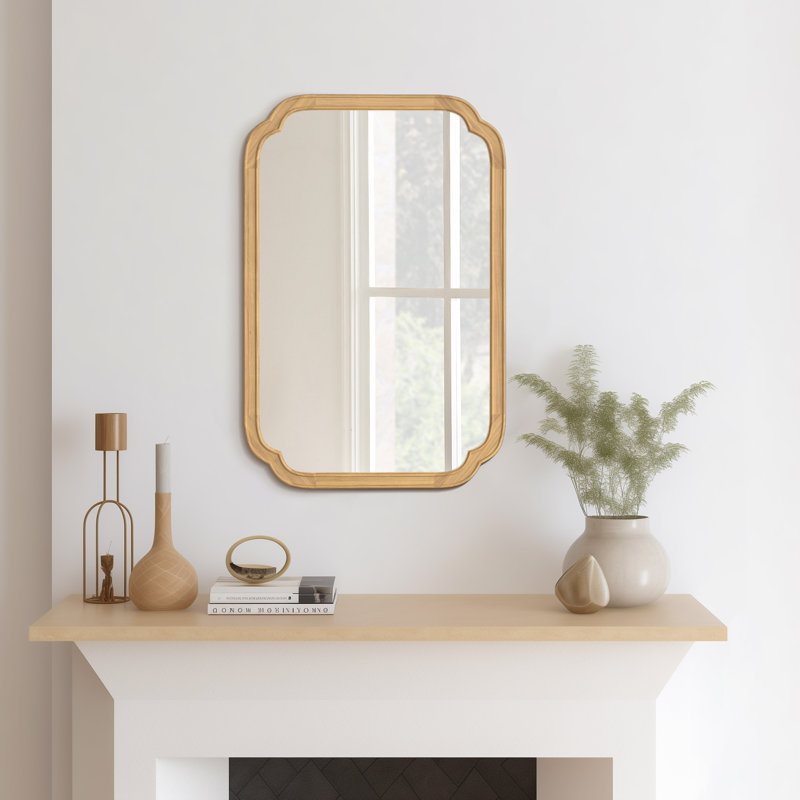 Miroir mural Ali, 36 po x 24 po, 1, Bois naturel