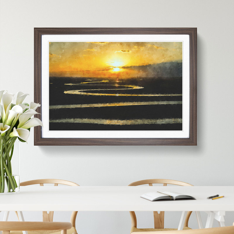 Sunset View Vol.1 - Picture Frame Painting, Walnut Framed, 48cm H x 65cm W x 2cm D