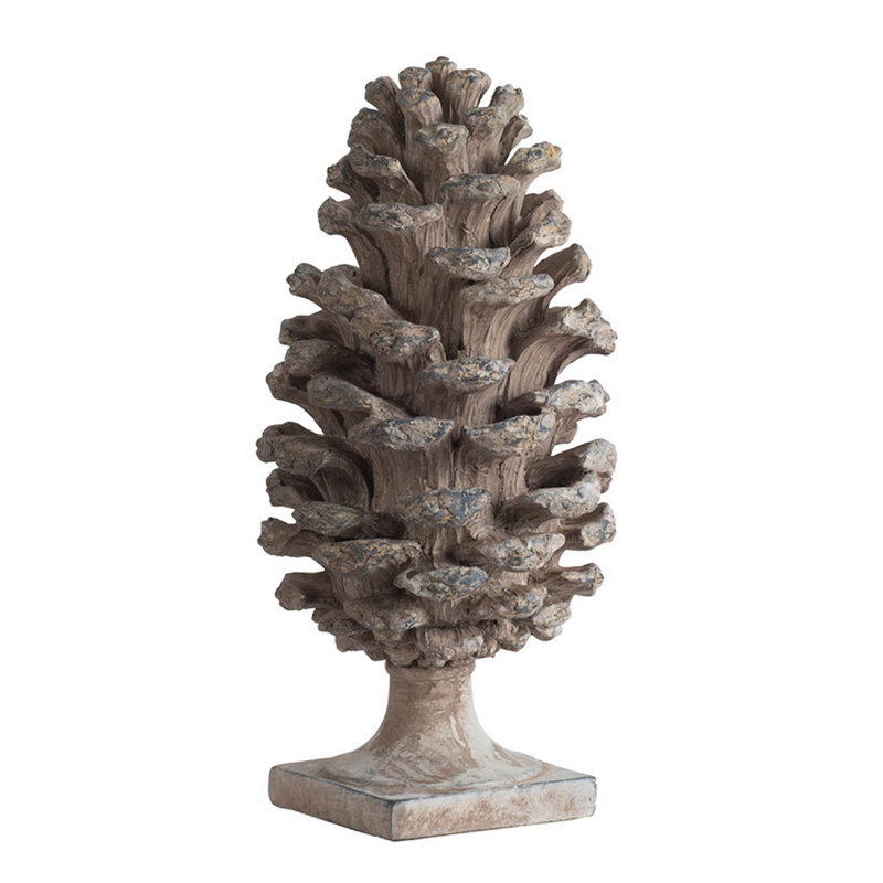 Hazel Pine Cone Accent Decor, 14 Inch Sculpture Polyresin, Gray