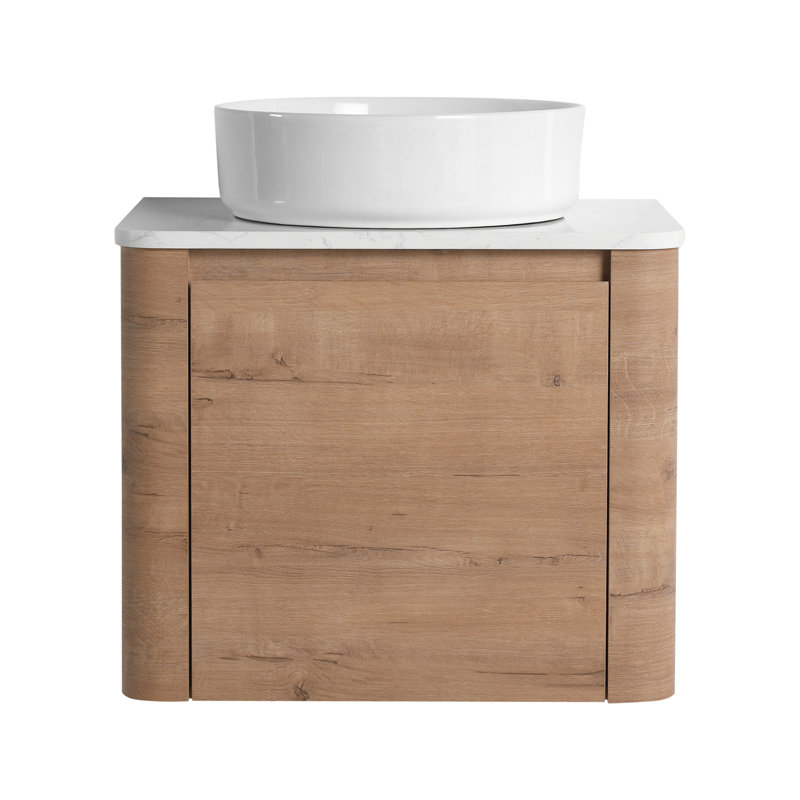 Meuble-lavabo mural 24 po avec lavabo d'art en céramique et porte à fermeture en douceur