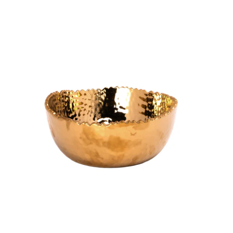 Ceramic Bowl Titanium Gold, 4.25" H x 10.25" W x 10.25" D