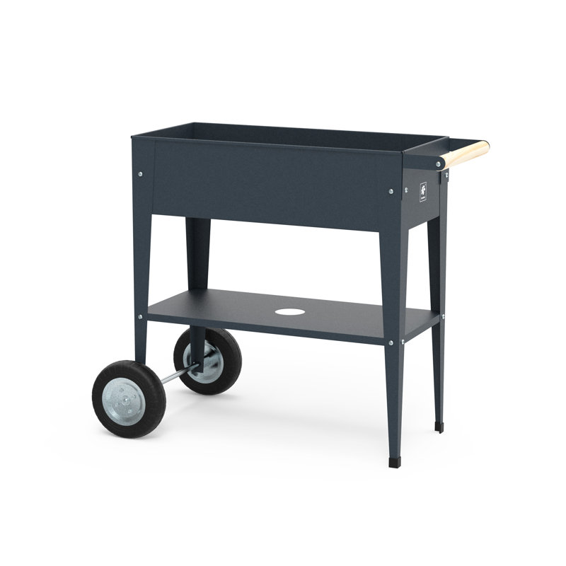 Herstera Metal Galvanized Steel Raised Garden Trolley Planter Anthracite, Anthracite