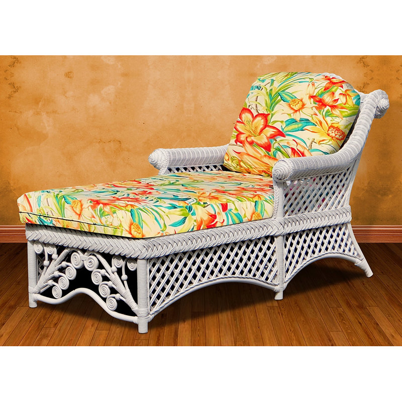 Chaise longue Wyman, Turquoise osier rotin, Blanc